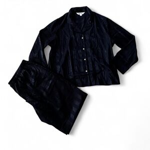 Elegant Black Satin Women's Pajama Set